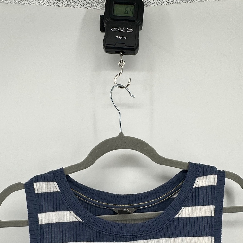 Eddie Bauer Tank Top Women XL Blue‎ White Striped Ribbed Racerback Scoop Neck - Picture 8 of 8